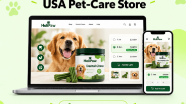 HoliPaw pet-care storefront showcase
